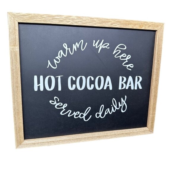 Hot Cocoa Bar Wall Sign 11x9 Rustic Chalkboard Look Daily Kitchen Decor Winter - Picture 5 of 11